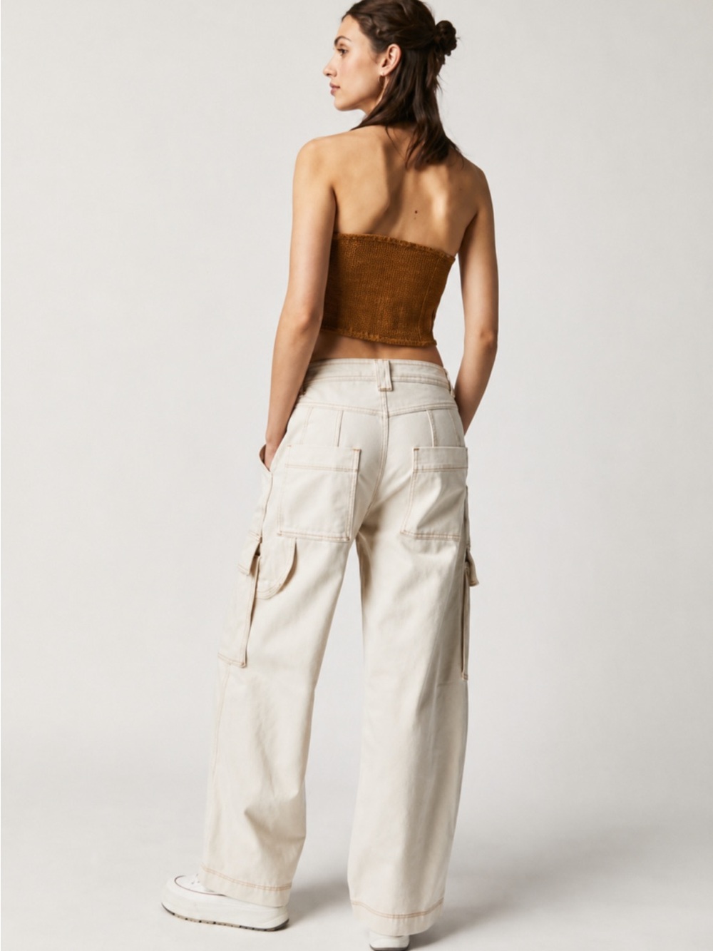NWT Free People We The Free Judd Carpenter Utility Wide Leg Jeans Ecru 26 - Picture 2 of 9